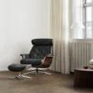 Relaxsessel FLEXLUX Relaxchairs Volden Sessel Gr. Lederoptik, Kopfstützenverstellung-Rückteilverstellung, B/H/T: 83 cm x 112 cm x 125 cm, schwarz (gorilla black) Lesesessel und Relaxsessel Rücken- & Kopfteilverstellung, drehbar, Arml. Walnuss, Fuß Alu, M