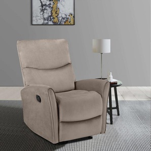 Relaxsessel HOME AFFAIRE Chesley, TV-Sessel mit Schlaffunktion, Sessel Wohnzimmer Gr. Veloursstoff, B/H/T: 81cm x 100cm x 98cm, grau (taupe) mit Relaxfunktion, frei stellbar