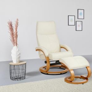 Relaxsessel HOME AFFAIRE Paris TV-Sessel, Sessel mit Hocker, Wohnzimmer, Schlaffunktion manuell Gr. NaturLEDER, Drehfunktion-Relaxfunktion, B/H/T: 67 cm x 107 cm x 78 cm, beige (creme) Lesesessel und Relaxsessel verstellbar, Microfaser, NaturLEDER,