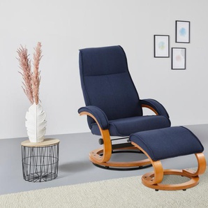 Relaxsessel HOME AFFAIRE Paris TV-Sessel, Sessel mit Hocker, Wohnzimmer, Schlaffunktion manuell, blau (dunkelblau), B:67cm H:107cm T:78cm, NaturLeder (echtes Rindsleder) in Sitz und Rücken. Korpus in passendem Softlux-Kunstleder bezogen, Kunstleder/PU,