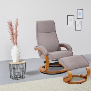 Relaxsessel HOME AFFAIRE Paris TV-Sessel, Sessel mit Hocker, Wohnzimmer, Schlaffunktion manuell, grau (hellgrau), B:67cm H:107cm T:78cm, NaturLeder (echtes Rindsleder) in Sitz und Rücken. Korpus in passendem Softlux-Kunstleder bezogen, Kunstleder/PU,