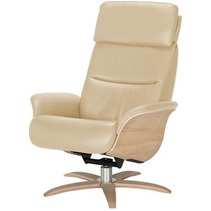 Nils Olsen Relaxsessel Leder mit Relaxfunktion Balance ¦ beige ¦ Maße (cm): B: 80 H: 112 T: 121