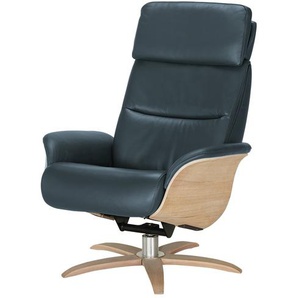 Nils Olsen Relaxsessel Leder mit Relaxfunktion Balance ¦ blau ¦ Maße (cm): B: 80 H: 112 T: 121