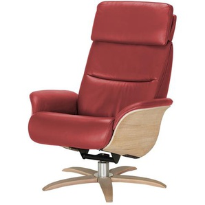 Nils Olsen Relaxsessel Leder mit Relaxfunktion Balance ¦ rot ¦ Maße (cm): B: 80 H: 112 T: 121