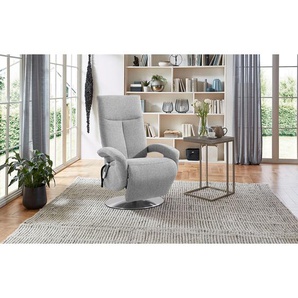 Relaxsessel Leesburg Silber Flachgewebe Amra Elektrisch verstellbar: 2 Motoren mit Kabel ohne Aufstehhilfe/Relaxfunktion 74 x 112 x 82cm