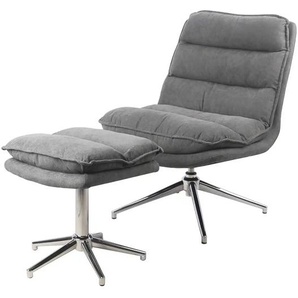 Relaxsessel mit Hocker Fiona | grau | 64 cm | 89 cm | 76 cm |