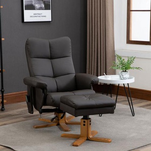 Relaxsessel mit Liegefunktion Massagesessel mit Fußhocker Fernsehsessel TV Sessel 145°-Neigung Kunstleder