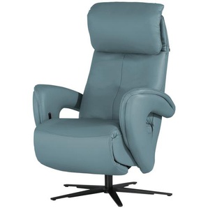 Hukla Relaxsessel aus Leder Pierre ¦ blau ¦ Maße (cm): B: 75 H: 115 T: 87