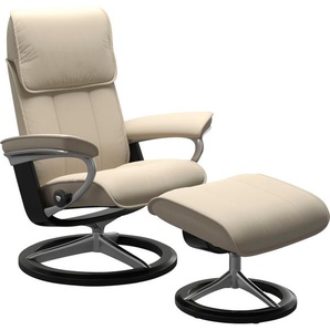 Relaxsessel STRESSLESS Admiral Sessel Gr. Leder BATICK, Signature Base Schwarz, Rela x funktion-Drehfunktion-Plus™System-BalanceAdapt™-Gleitsystem, B/H/T: 93 cm x 103 cm x 79 cm, beige (cream batick) Lesesessel und Relaxsessel mit Signature Base, Größe M