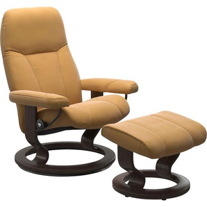 Relaxsessel STRESSLESS Consul Sessel Gr. Material Bezug, Material Gestell, Ausführung / Funktion, Maße B/H/T, gelb (honey) Lesesessel und Relaxsessel mit Classic Base, Größe S, Gestell Wenge