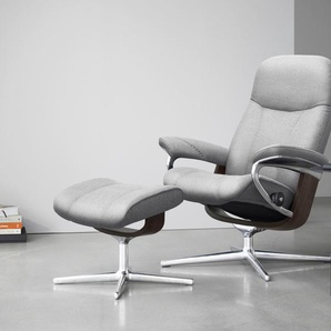 Relaxsessel STRESSLESS Consul Sessel Gr. ROHLEDER Stoff Q2 FARON, Cross Base Wenge, Rela x funktion-Drehfunktion-Plus™System-Gleitsystem-BalanceAdapt™, B/H/T: 91 cm x 102 cm x 79 cm, grau (light grey q2 faron) Lesesessel und Relaxsessel mit Hocker, Cross