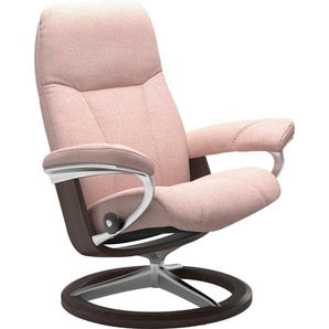 Relaxsessel STRESSLESS Consul Sessel Gr. ROHLEDER Stoff Q2 FARON, Signature Base Wenge, BalanceAdapt™-Plus™System-Gleitsystem-Rela x funktion-Drehfunktion-Kopfstützenverstellung-Rückteilverstellung, B/H/T: 91 cm x 102 cm x 79 cm, pink (light q2 faron)