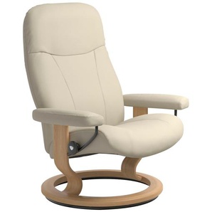 Relaxsessel STRESSLESS Garda Sessel Gr. Leder BATICK, B/H/T: 85 cm x 100 cm x 77 cm, beige (cream batick) mit Classic Base, Größe L, Gestell Eichefarben