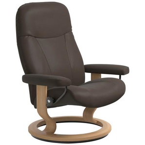 Relaxsessel STRESSLESS Garda Sessel Gr. Leder BATICK, B/H/T: 85 cm x 100 cm x 77 cm, braun (brown batick) mit Classic Base, Größe L, Gestell Eichefarben