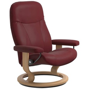 Relaxsessel STRESSLESS Garda Sessel Gr. Leder BATICK, B/H/T: 85 cm x 100 cm x 77 cm, rot (bordeaux batick) mit Classic Base, Größe L, Gestell Eichefarben