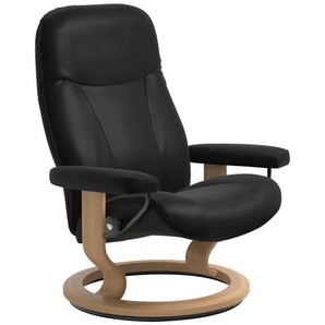 Relaxsessel STRESSLESS Garda Sessel Gr. Leder BATICK, B/H/T: 85 cm x 100 cm x 77 cm, schwarz (black batick) mit Classic Base, Größe L, Gestell Eichefarben