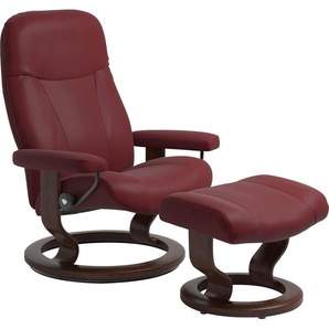 Relaxsessel STRESSLESS Garda Sessel Gr. Leder BATICK, Fuß braun, B/H/T: 76 cm x 100 cm x 71 cm, rot (bordeaux batick) mit Hocker, Classic Base, Größe M, Gestell Braun