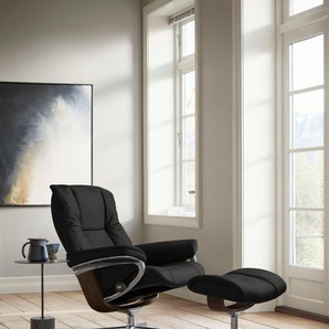 Relaxsessel STRESSLESS Mayfair Sessel Gr. Leder BATICK, Cross Base Braun, Relaxfunktion-Drehfunktion-Plus™System-Gleitsystem-BalanceAdapt™, B/H/T: 79 cm x 102 cm x 73 cm, schwarz (black batick) mit Cross Base, Größe S, M & L, Holzakzent Braun