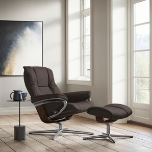 Relaxsessel STRESSLESS Mayfair Sessel Gr. Leder BATICK, Cross Base Braun, Relaxfunktion-Drehfunktion-Plus™System-Gleitsystem-BalanceAdapt™, B/H/T: 83 cm x 102 cm x 74 cm, braun (brown batick) mit Cross Base, Größe S, M & L, Holzakzent Braun