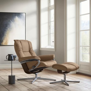 Relaxsessel STRESSLESS Mayfair Sessel Gr. Leder PALOMA, Cross Base Braun, Relaxfunktion-Drehfunktion-Plus™System-Gleitsystem-BalanceAdapt™, B/H/T: 79 cm x 102 cm x 73 cm, braun (almond paloma) mit Cross Base, Größe S, M & L, Holzakzent Braun