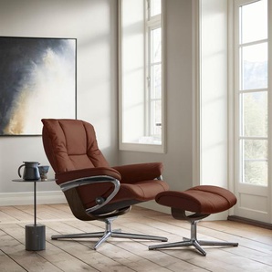 Relaxsessel STRESSLESS Mayfair Sessel Gr. Leder PALOMA, Cross Base Braun, Relaxfunktion-Drehfunktion-Plus™System-Gleitsystem-BalanceAdapt™, B/H/T: 79 cm x 102 cm x 73 cm, braun (copper paloma) mit Cross Base, Größe S, M & L, Holzakzent Braun