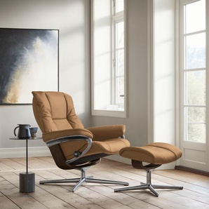 Relaxsessel STRESSLESS Mayfair Sessel Gr. Leder PALOMA, Cross Base Braun, Relaxfunktion-Drehfunktion-Plus™System-Gleitsystem-BalanceAdapt™, B/H/T: 79 cm x 102 cm x 73 cm, braun (taupe paloma) mit Cross Base, Größe S, M & L, Holzakzent Braun