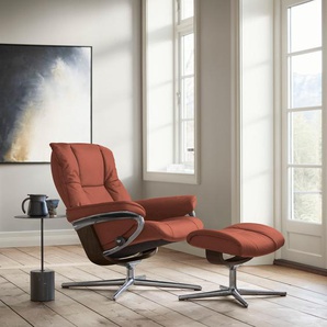 Relaxsessel STRESSLESS Mayfair Sessel Gr. Leder PALOMA, Cross Base Braun, Relaxfunktion-Drehfunktion-Plus™System-Gleitsystem-BalanceAdapt™, B/H/T: 79 cm x 102 cm x 73 cm, rot (henna paloma) mit Cross Base, Größe S, M & L, Holzakzent Braun