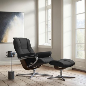 Relaxsessel STRESSLESS Mayfair Sessel Gr. Microfaser DINAMICA, Cross Base Braun, Relaxfunktion-Drehfunktion-Plus™System-Gleitsystem-BalanceAdapt™, B/H/T: 79 cm x 102 cm x 73 cm, grau (charcoal dinamica) mit Cross Base, Größe S, M & L, Holzakzent Braun