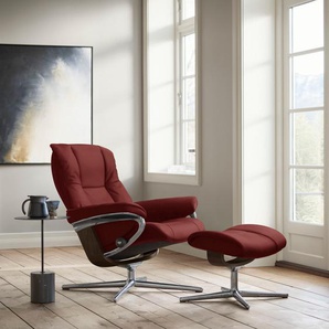 Relaxsessel STRESSLESS Mayfair Sessel Gr. Microfaser DINAMICA, Cross Base Braun, Relaxfunktion-Drehfunktion-Plus™System-Gleitsystem-BalanceAdapt™, B/H/T: 79 cm x 102 cm x 73 cm, rot (red dinamica) mit Cross Base, Größe S, M & L, Holzakzent Braun