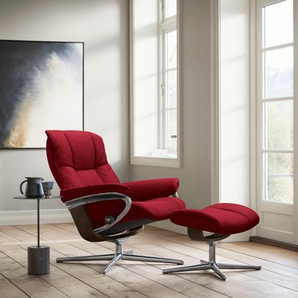 Relaxsessel STRESSLESS Mayfair Sessel Gr. ROHLEDER Stoff Q2 FARON, Cross Base Braun, Relaxfunktion-Drehfunktion-Plus™System-Gleitsystem-BalanceAdapt™, B/H/T: 79 cm x 102 cm x 73 cm, rot (red q2 faron) mit Cross Base, Größe S, M & L, Holzakzent Braun