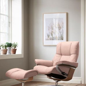 Relaxsessel STRESSLESS Mayfair Sessel Gr. ROHLEDER Stoff Q2 FARON, Cross Base Eiche, Rela x funktion-Drehfunktion-Plus™System-Gleitsystem-BalanceAdapt™, B/H/T: 79 cm x 102 cm x 73 cm, pink (light q2 faron) Lesesessel und Relaxsessel mit Hocker, Cross