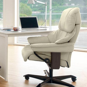 Relaxsessel STRESSLESS Reno Sessel Gr. Leder BATICK, Home Office Base Wenge, Relaxfunktion-Drehfunktion-Plus™System-Gleitsystem-Höhenverstellung, B/H/T: 79 cm x 108 cm x 75 cm, beige (cream batick) Lesesessel und Relaxsessel mit Home Office Base, Größe M,