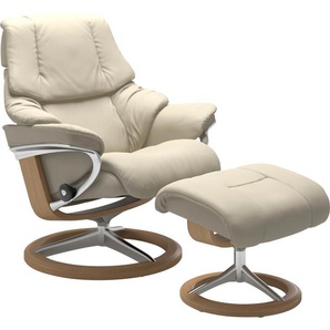 Relaxsessel STRESSLESS Reno Sessel Gr. Leder BATICK, Signature Base Eiche, Relaxfunktion-Drehfunktion-Plus™System-Gleitsystem-BalanceAdapt™, B/H/T: 92 cm x 100 cm x 80 cm, beige (cream batick) Lesesessel und Relaxsessel mit Signature Base, Größe S, M & L,