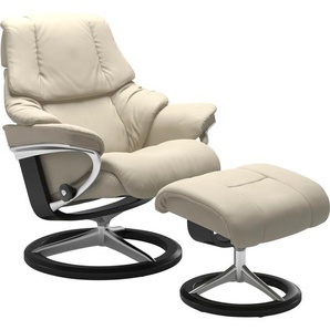 Relaxsessel STRESSLESS Reno Sessel Gr. Leder BATICK, Signature Base Schwarz-S, Relaxfunktion-Drehfunktion-Plus™System-Gleitsystem-BalanceAdapt™, B/H/T: 79 cm x 99 cm x 75 cm, beige (cream batick) Lesesessel und Relaxsessel mit Hocker, Signature Base,