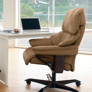 Relaxsessel STRESSLESS Reno Sessel Gr. Leder PALOMA, Home Office Base Braun, Relaxfunktion-Drehfunktion-Plus™System-Gleitsystem-Höhenverstellung, B/H/T: 79 cm x 108 cm x 75 cm, braun (taupe paloma) Lesesessel und Relaxsessel mit Home Office Base, Größe M,