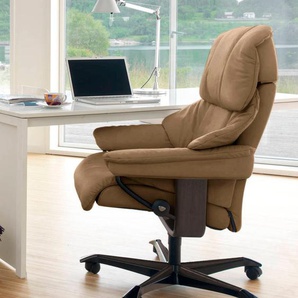 Relaxsessel STRESSLESS Reno Sessel Gr. Leder PALOMA, Home Office Base Wenge, Relaxfunktion-Drehfunktion-Plus™System-Gleitsystem-Höhenverstellung, B/H/T: 79 cm x 108 cm x 75 cm, braun (taupe paloma) Lesesessel und Relaxsessel mit Home Office Base, Größe M,