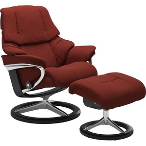 Relaxsessel STRESSLESS Reno Sessel Gr. Microfaser DINAMICA, Signature Base Schwarz-S, Relaxfunktion-Drehfunktion-Plus™System-Gleitsystem-BalanceAdapt™, B/H/T: 79 cm x 99 cm x 75 cm, rot (red dinamica) Lesesessel und Relaxsessel mit Hocker, Signature Base,