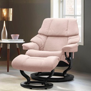 Relaxsessel STRESSLESS Reno Sessel Gr. ROHLEDER Stoff Q2 FARON, Classic Base Schwarz, Relaxfunktion-Drehfunktion-Plus™System-Gleitsystem, B/H/T: 79 cm x 98 cm x 75 cm, pink (light q2 faron) Lesesessel und Relaxsessel mit Classic Base, Größe S, M & L,