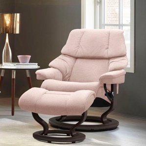 Relaxsessel STRESSLESS Reno Sessel Gr. ROHLEDER Stoff Q2 FARON, Classic Base Wenge, Relaxfunktion-Drehfunktion-Plus™System-Gleitsystem, B/H/T: 79 cm x 98 cm x 75 cm, pink (light q2 faron) Lesesessel und Relaxsessel mit Hocker, Classic Base, Größe S, M &