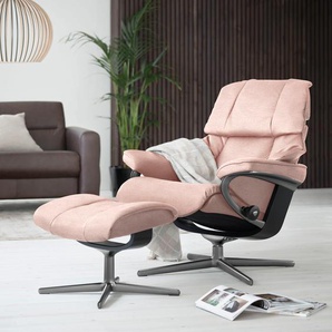 Relaxsessel STRESSLESS Reno Sessel Gr. ROHLEDER Stoff Q2 FARON, Cross Base Schwarz, Rela x funktion-Drehfunktion-Plus™System-Gleitsystem-BalanceAdapt™, B/H/T: 83 cm x 100 cm x 76 cm, pink (light q2 faron) Lesesessel und Relaxsessel mit Cross Base, Größe