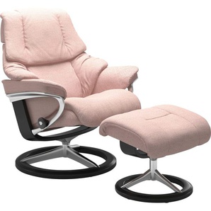 Relaxsessel STRESSLESS Reno Sessel Gr. ROHLEDER Stoff Q2 FARON, Signature Base Schwarz, Relaxfunktion-Drehfunktion-Plus™System-Gleitsystem-BalanceAdapt™, B/H/T: 79 cm x 99 cm x 75 cm, pink (light q2 faron) Lesesessel und Relaxsessel mit Hocker, Signature