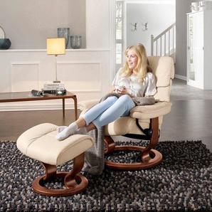 Relaxsessel STRESSLESS Ruby Sessel Gr. Leder BATICK, Fuß Braun, B/H/T: 79 cm x 98 cm x 76 cm, beige (cream batick) Lesesessel und Relaxsessel mit Classic Base, Größe M, Gestell Eiche, Wenge, Braun & Schwarz