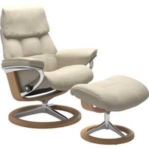 Relaxsessel STRESSLESS Ruby Sessel Gr. Leder BATICK, Fuß Eiche, B/H/T: 78 cm x 100 cm x 76 cm, beige (cream batick) Lesesessel und Relaxsessel mit Signature Base, Größe M, Gestell Eiche, Wenge, Braun & Schwarz