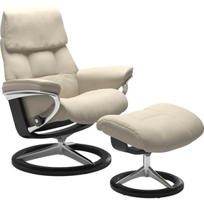 Relaxsessel STRESSLESS Ruby Sessel Gr. Leder BATICK, Fuß Schwarz, B/H/T: 78 cm x 100 cm x 76 cm, beige (cream batick) Lesesessel und Relaxsessel mit Signature Base, Größe M, Gestell Eiche, Wenge, Braun & Schwarz