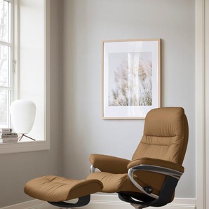 Relaxsessel STRESSLESS Sunrise Sessel Gr. Leder PALOMA, Cross Base Schwarz, Rela x funktion-Drehfunktion-Plus™System-Gleitsystem-BalanceAdapt™, B/H/T: 83 cm x 105 cm x 74 cm, braun (taupe paloma) Lesesessel und Relaxsessel mit Cross Base, Größe S, M & L,