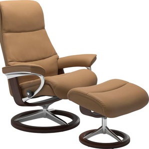 Relaxsessel STRESSLESS View Sessel Gr. Leder PALOMA, Cross Base Braun, Rela x funktion-Drehfunktion-Plus™System-Gleitsystem-BalanceAdapt™, B/H/T: 91 cm x 110 cm x 85 cm, braun (taupe paloma) Lesesessel und Relaxsessel mit Signature Base, Größe L,Gestell