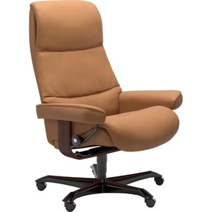 Relaxsessel STRESSLESS View Sessel Gr. Leder PALOMA, Rela x funktion-Drehfunktion-Plus™System-Gleitsystem-Höhenverstellung, B/H/T: 82 cm x 117 cm x 80 cm, braun (taupe paloma) Lesesessel und Relaxsessel mit Home Office Base, Größe M,Gestell Braun