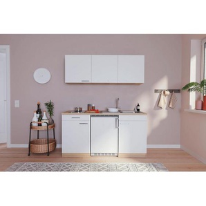 Respekta Miniküche, Weiß, Eiche, Holzwerkstoff, 1,1 Schubladen, nur wie online abgebildet bestellbar, 150 cm, Küchen, Miniküchen