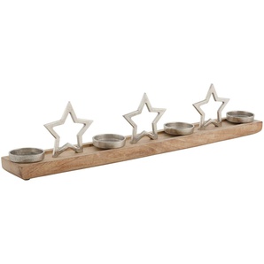 RIFFELMACHER & WEINBERGER Adventsleuchter Stern, Weihnachtsdeko, aus Holz und Metall, Länge ca. 75 cm