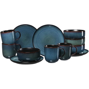 Ritzenhoff & Breker Frühstücksset 12-teilig Bali - blau - Steinzeug/Steingut - 33,5 cm - 22 cm | Möbel Kraft